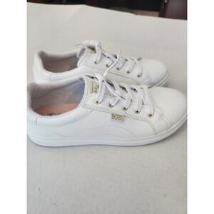 BOBS from‎ Skechers White Leather Casual Comfort Memory Foam Sneakers